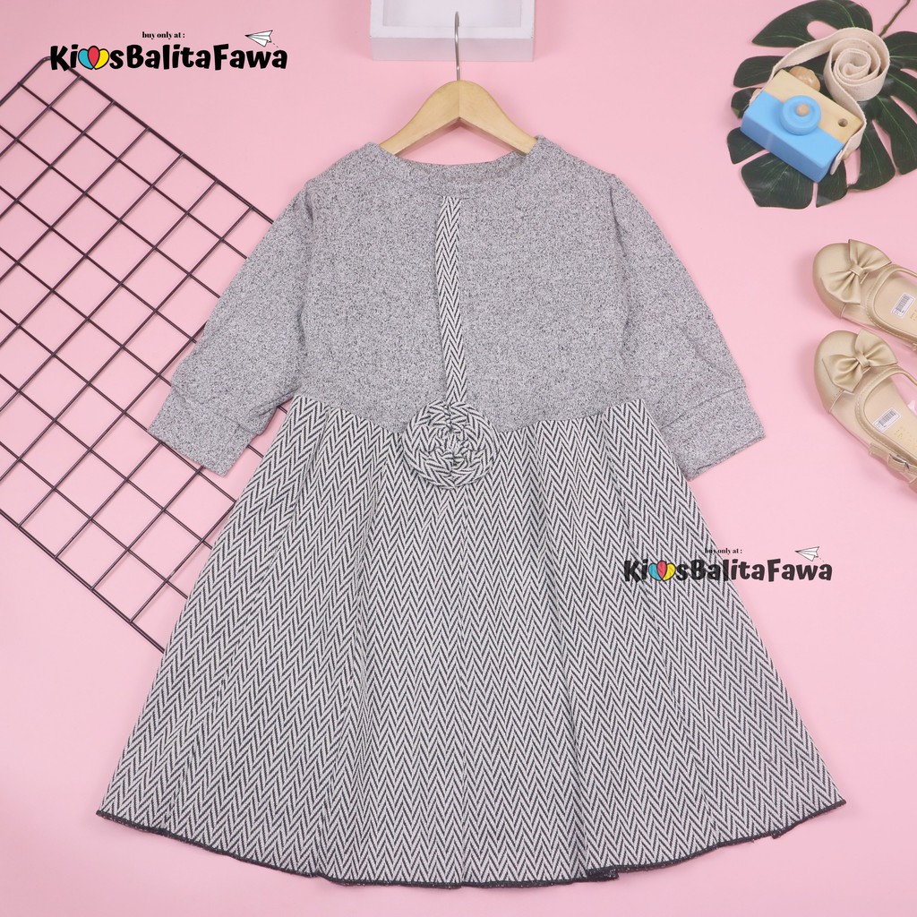 Dress Valencia 5-6 Tahun / Dres Anak Lengan Panjang Pesta Baju Perempuan Fashion Kids Motif Adem