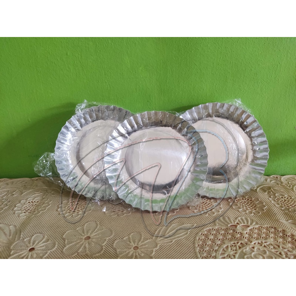 

Piring kertas perak / Piring Kue Tart / Piring Kertas Tart / Piring Cake Tart / Piring Ulang Tahun / Piring Bulat Tart