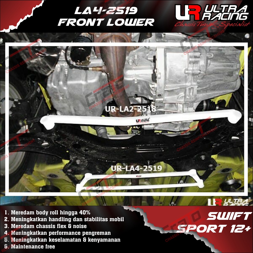 Aksesoris Stabiliser ULTRA RACING Safety Bar - Front Lower Bar 4 Points - Suzuki Swift Sport 12+ - L
