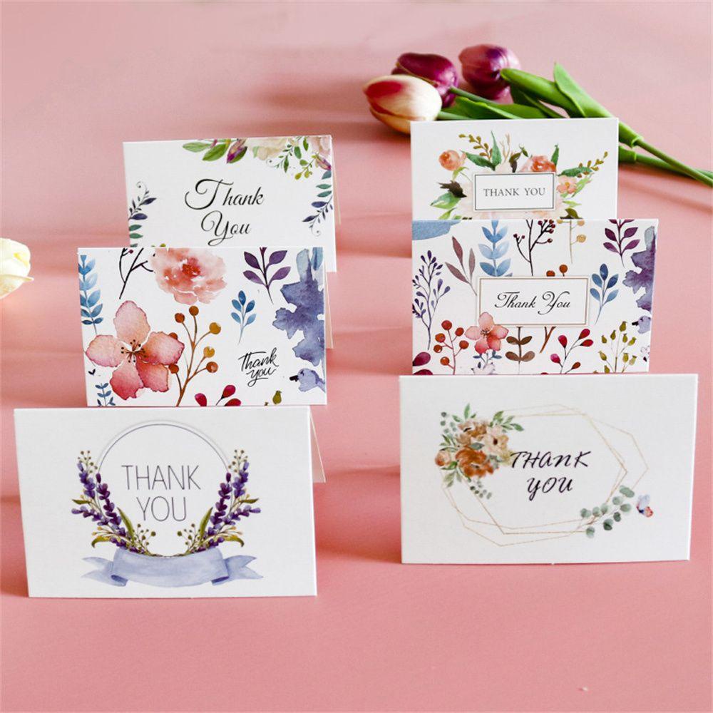 R-flower 6set Kartu Ucapan Terima Kasih DIY Lipat Stiker Amplop Flower Message Postcard