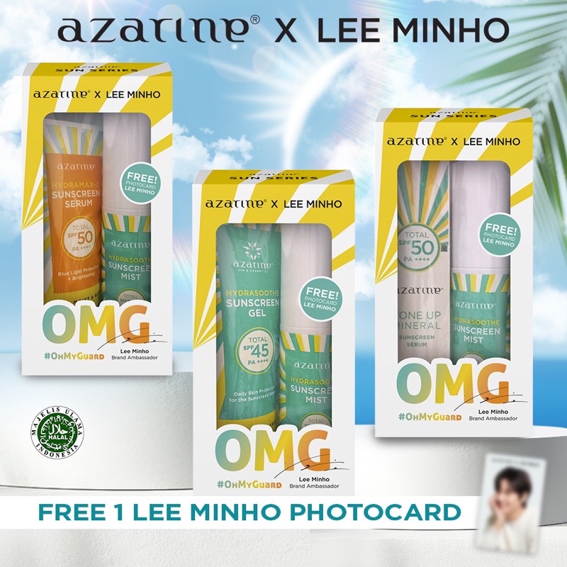 AZARINE X Lee Min Ho OMG Oh My Guard Bundle Hydrasoothe Sunscreen Gel // Hydramax Sunscreen Serum // Tone Up Mineral Sunscreen Serum // Hydrasoothe Sunscreen Mist
