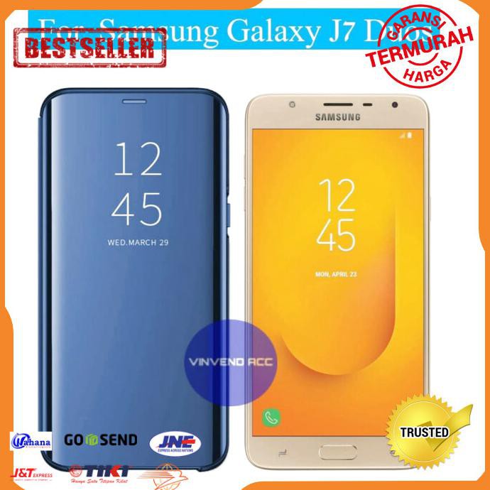 FLIP CASE SAMSUNG J7 DUO J7DUO CLEAR VIEW STANDING COVER