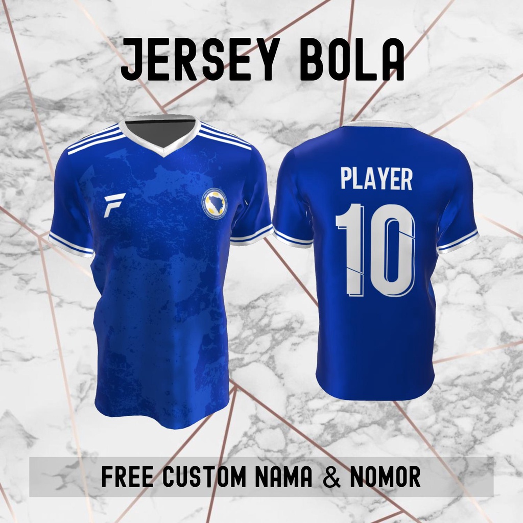 Jersey Bosnia Herzegovina Timnas Negara Bola Baju Kaos Custom Nama dan Nomor Punggung - 251