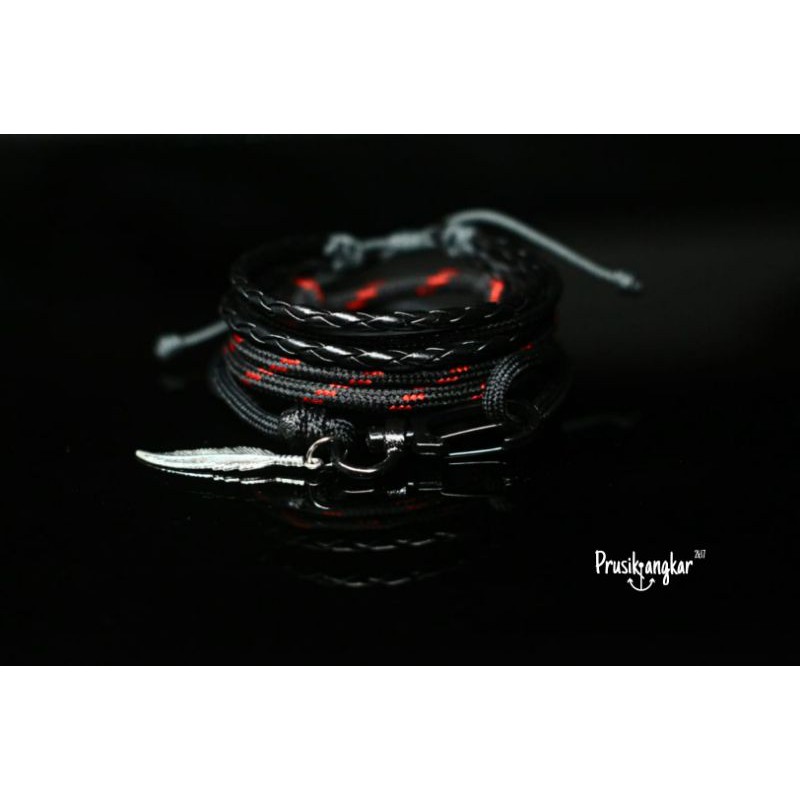 Gelang Prusik Jangkar 1 paket 3pcs / Gelang Tali Prusik  / Gelang Paket Black Series