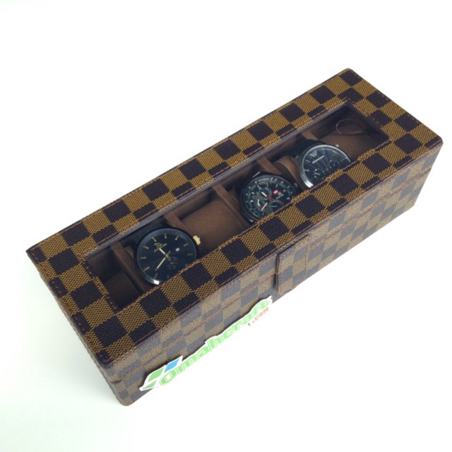 Watches Box Organizer Box Jam Tangan isi 6 Motif DAMIER Kotak Jam Tangan Arloji