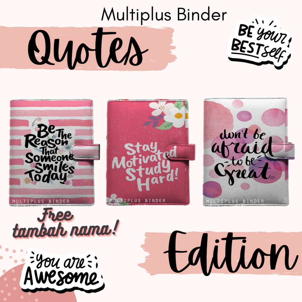 

Binder Custom Quotes Edition B5 26 Ring / A5 20 Ring / A6 6 Ring Free Tambah Nama!