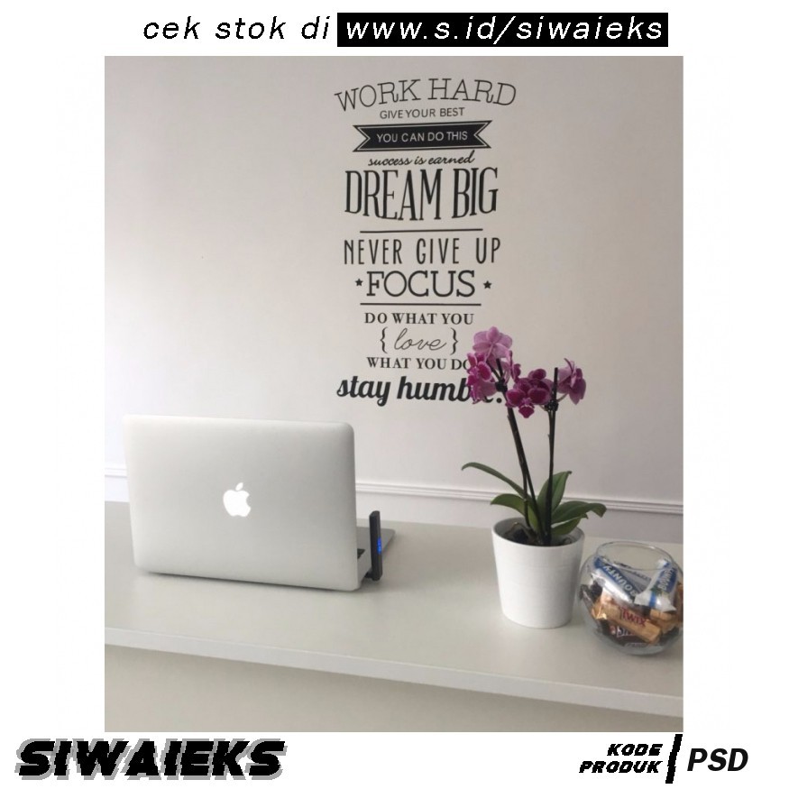 Grab Medan Sticker Wallpaper Dinding Work Hard Living Room Decoration PSD COCOPLAY Dekorasi Kam