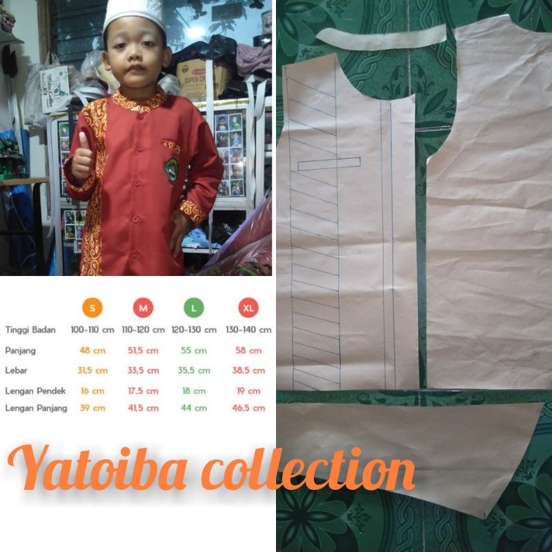 pola instan baju koko anak