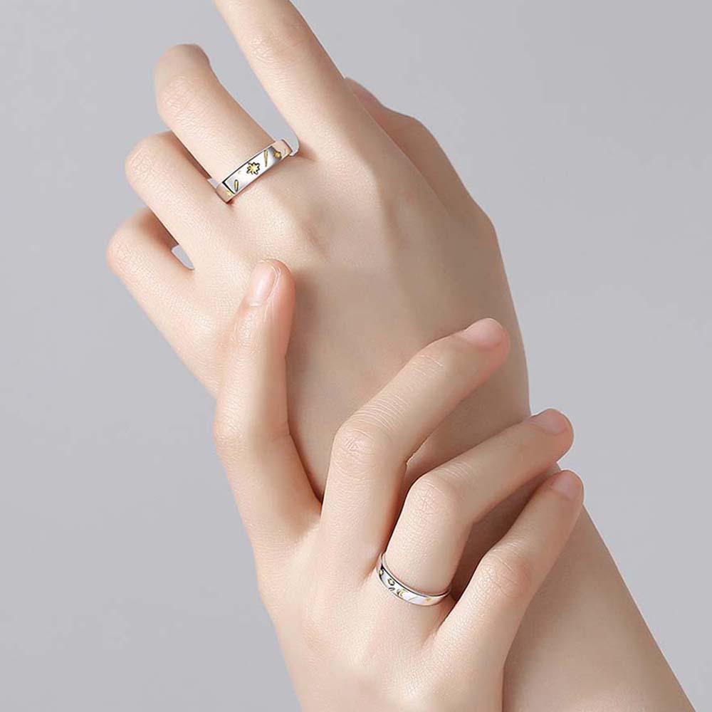 [Elegan] Cincin Pasangan Kekasih Pria Bulan Bintang Matahari Untuk Wanita Fashion Perhiasan