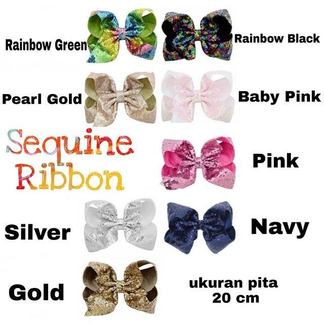 50013 SEQUINE RIBBON / JEPIT RAMBUT ANAK / PITA PESTA BLINK BLING PRINCESS / PITA LUCU