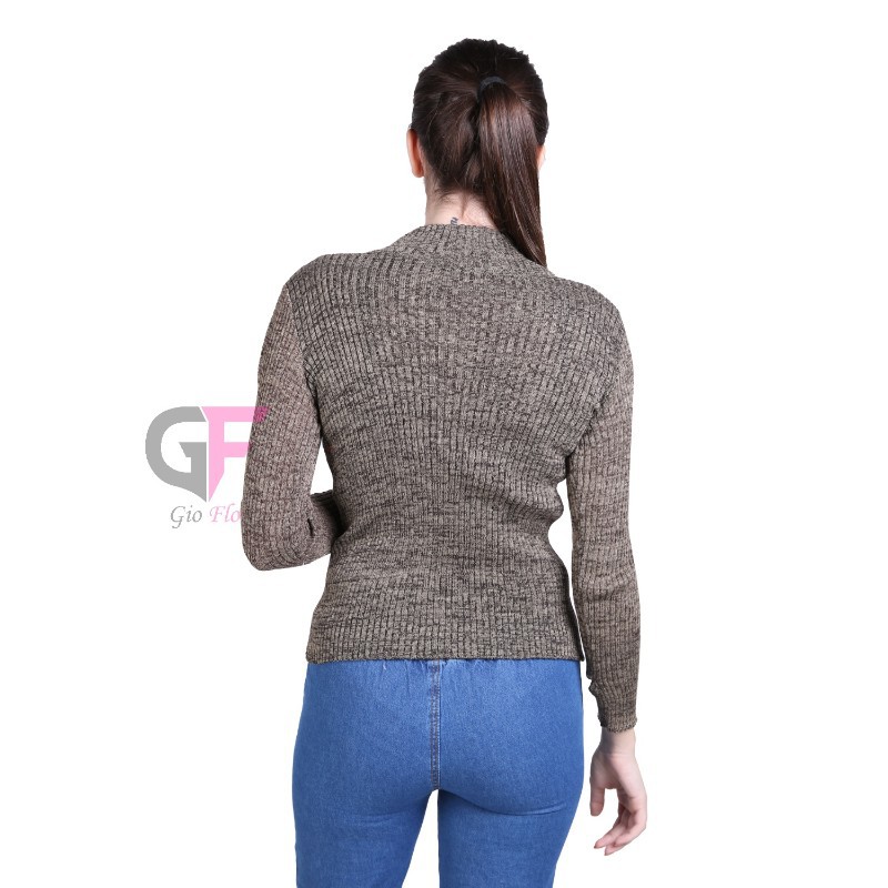 GIOFLO Sweater Rajut Bagus Casual Panjang Wanita Coklat Tua / RJT 20