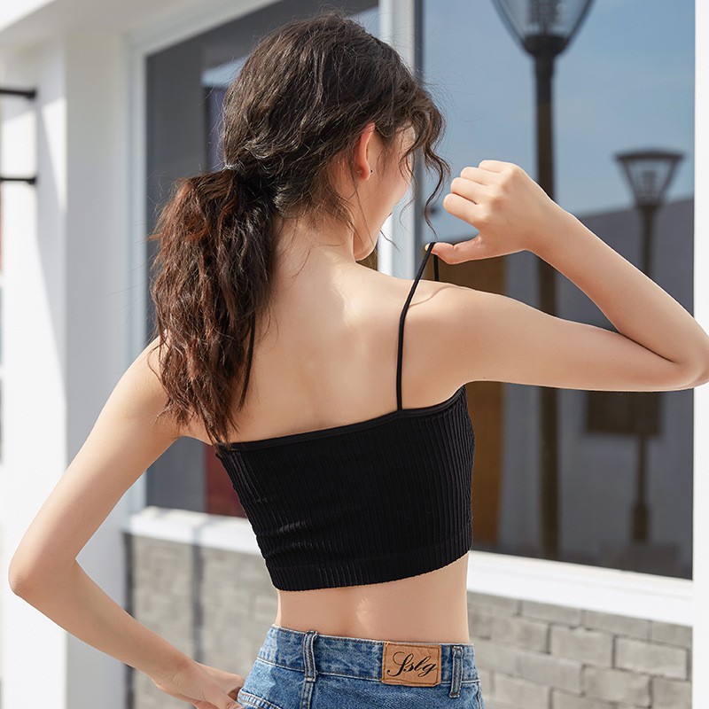 Sakura Tank Top Bra Perempuan Pakaian Dalam Wanita Pakaian Olahraga 346-Black