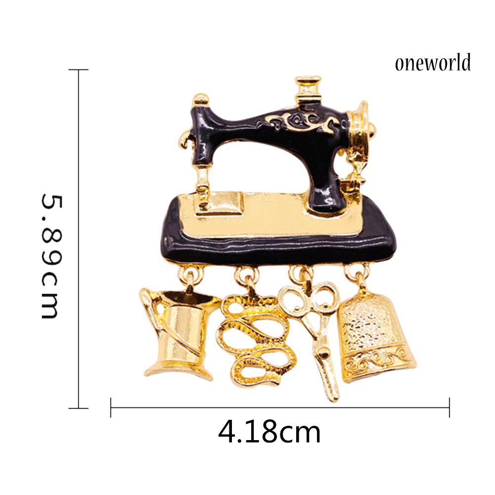 OW@ Women Vintage Sewing Machine Brooch Pin Shirt Sweater Neck Clip Backpack Badge