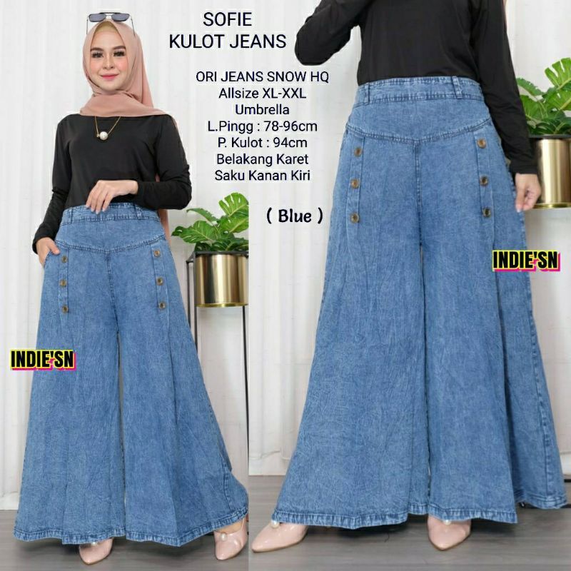 CELANA Kulot jeans Snow Premium  Kancing Jumbo dan  Tali serut