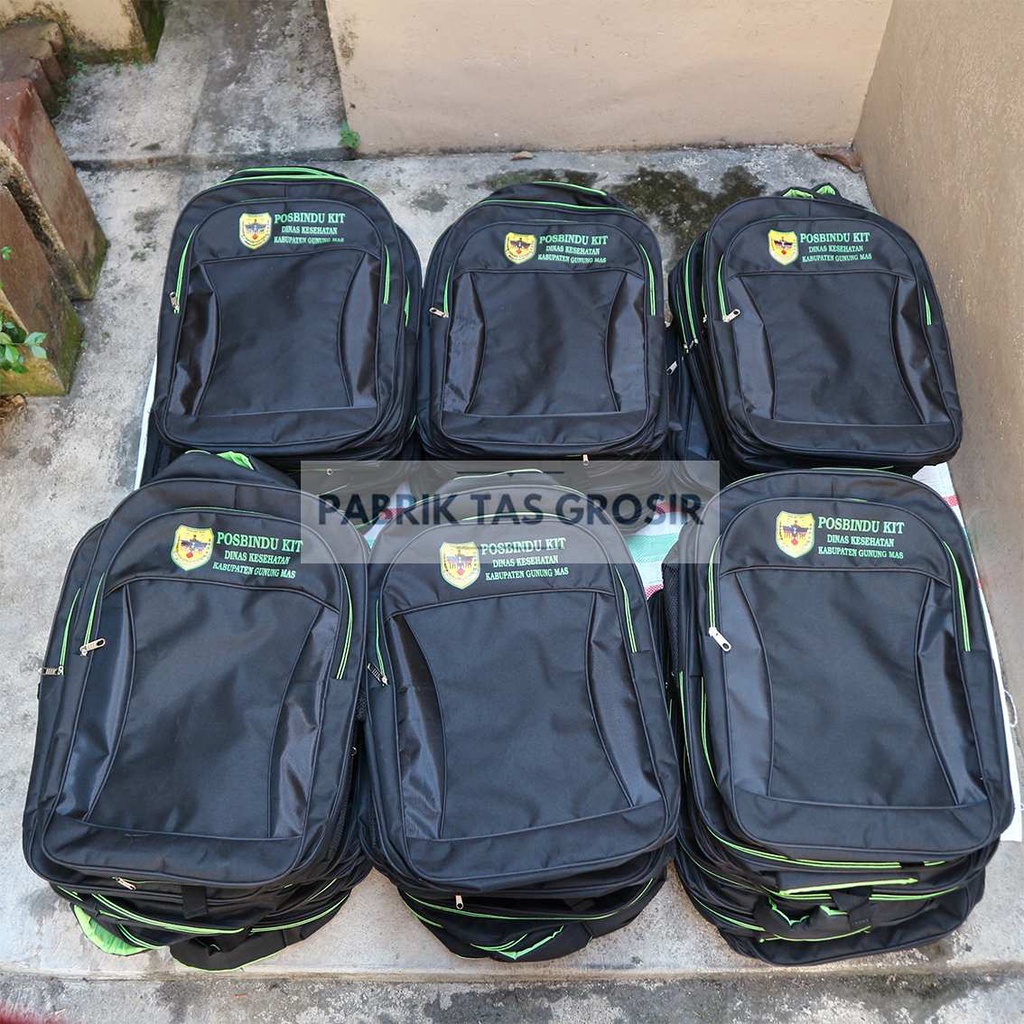 PESANAN GROSIR TAS POLO HIJAU SABLON POSBINDU KIT SEMINAR SOUVENIR PROMOSI EKONOMIS BERKUALITAS