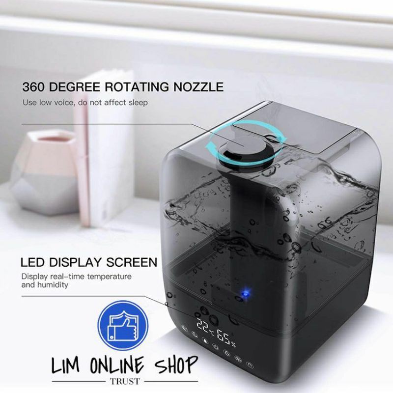 BLACK Ultrasonic Aroma Diffuser Humidifier 5 Liter LED Display Screen Remote Control Essential oil