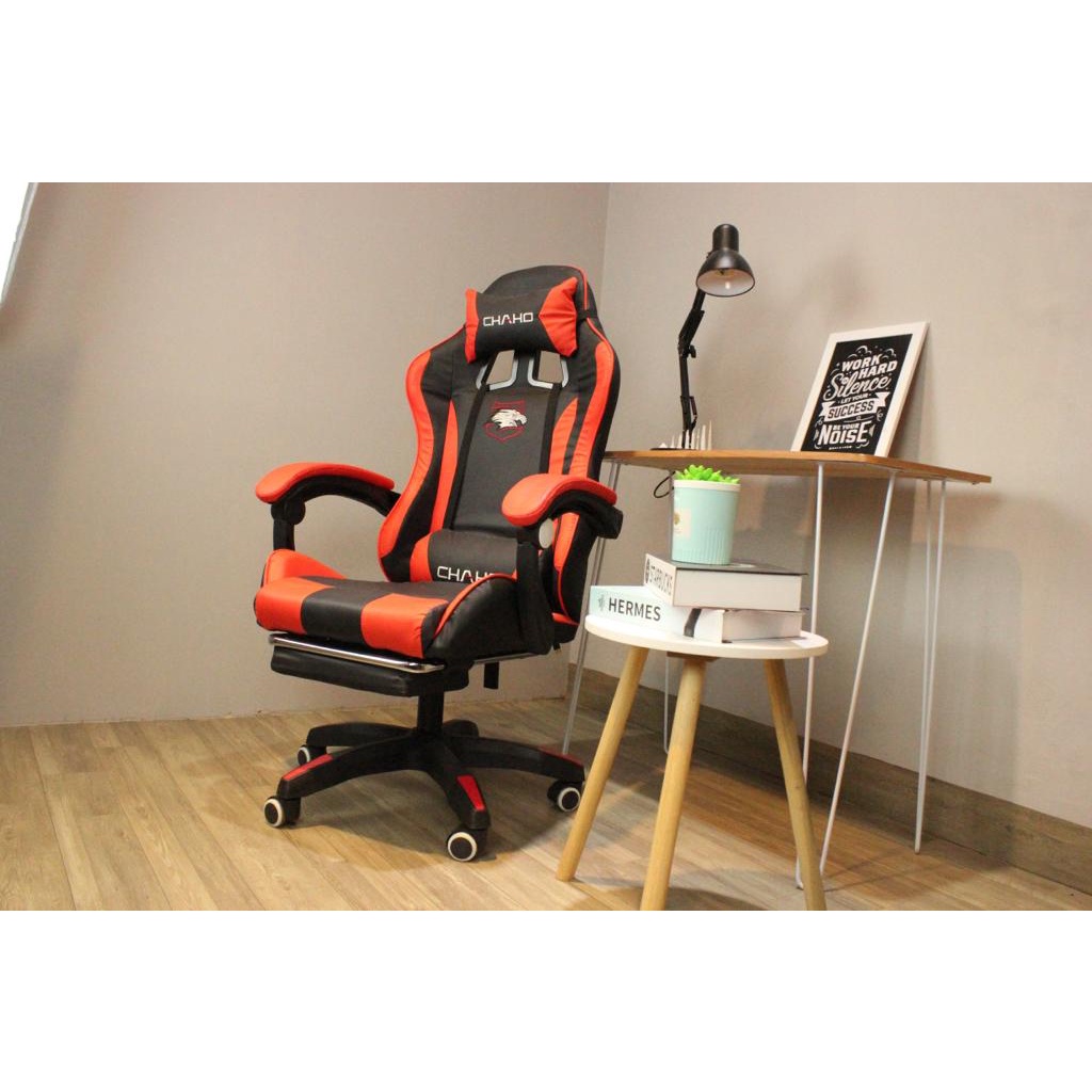 Original Chaho Premium Quality Bangku Gaming Chair Komputer Kursi Gaming Game Chaho Murah Hidrolik Hidraulik-313 Red Footrest