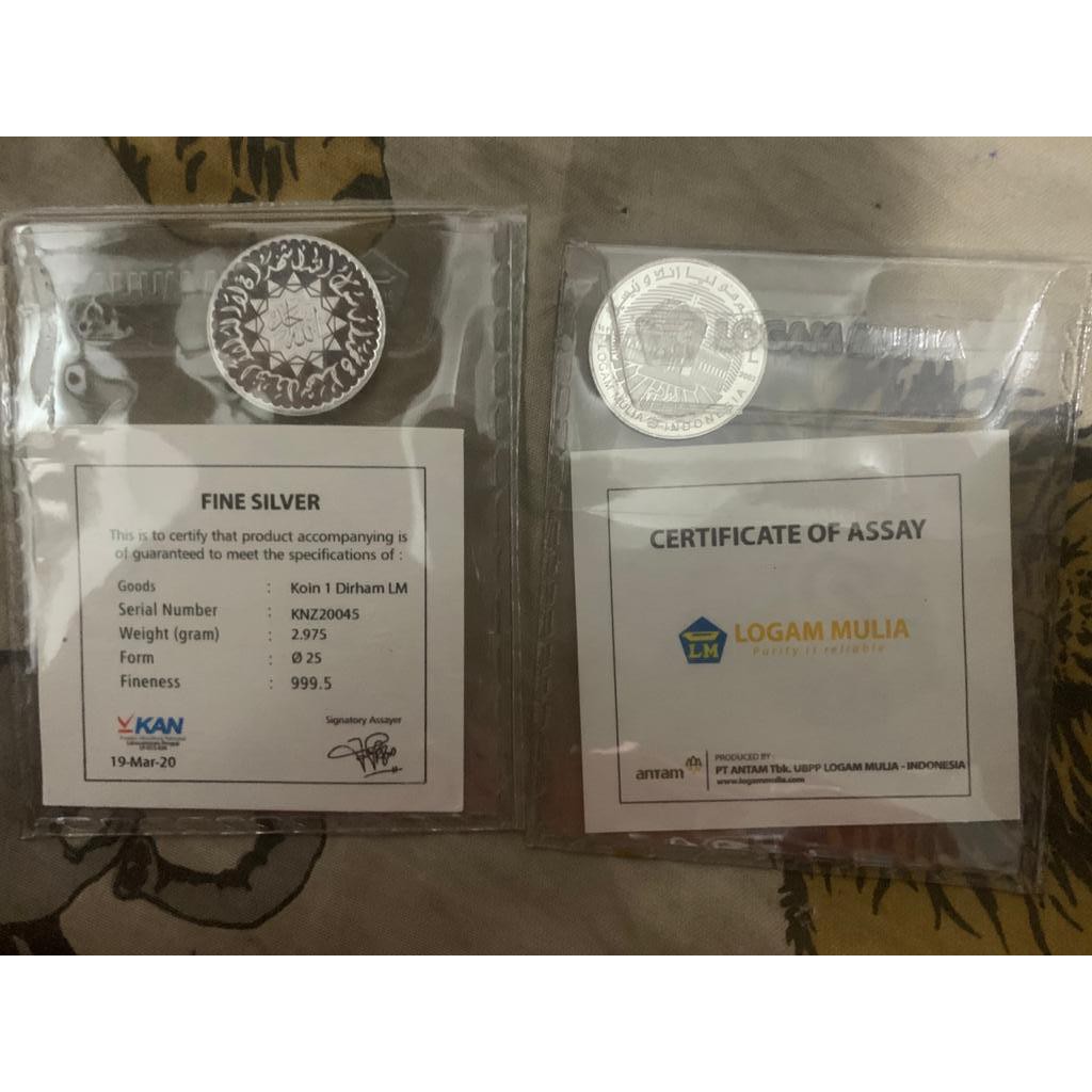Koin 1 Dirham Logam Mulia LM ANTAM 2.975 Gram AG Perak Argentum 99.5%