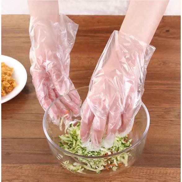 PA Sarung Tangan Plastik Isi 100Pcs Disposable Plastic Gloves Sekali Pakai Bening Polos Transparent PR031