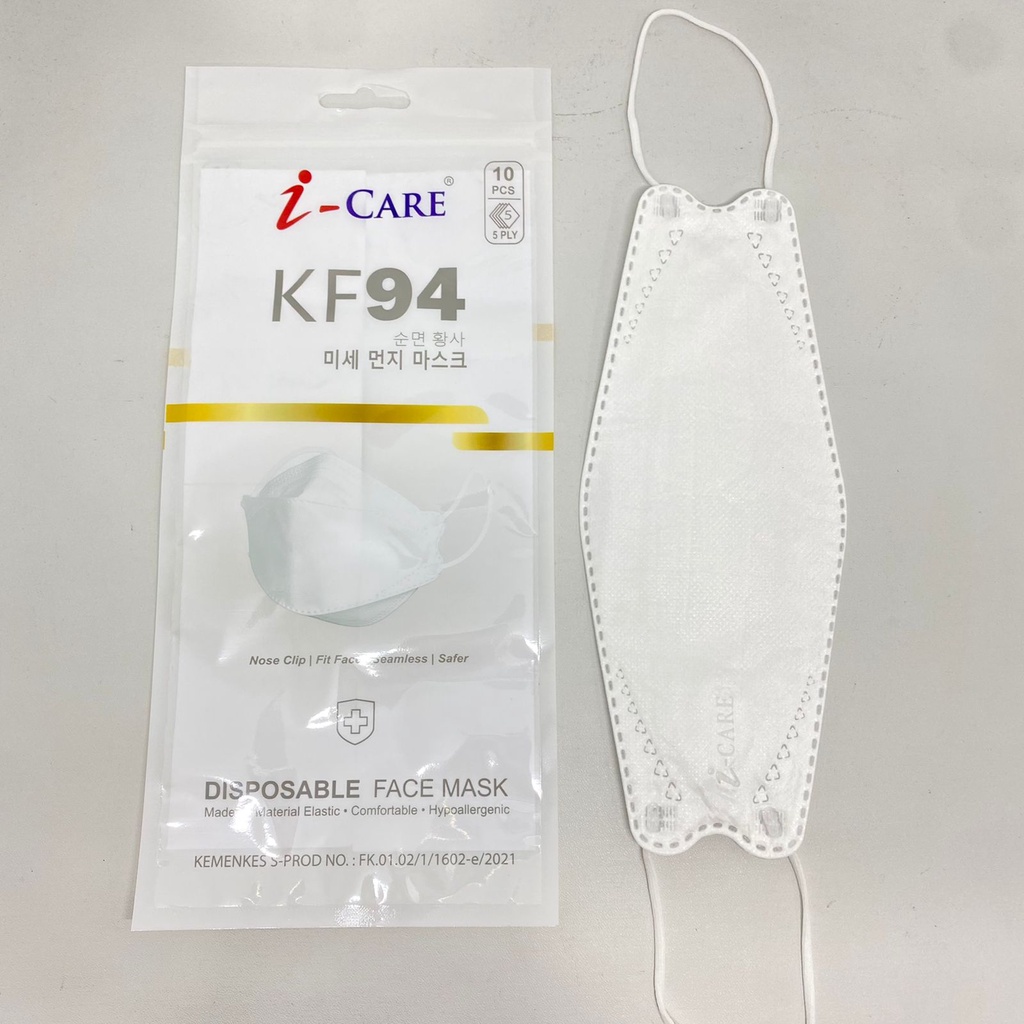 Masker ICARE KF94 5PLY Hygenic Ziplock Bag 10pcs 3D Protection Filter Mask