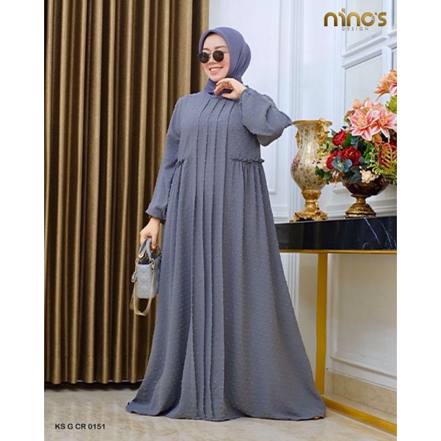 Gamis Ninos Ori by Ninos / KS-G-CR-0151 / Muslimah Branded Wear / Gamis Syari / Dress Pesta / Gamis Polos