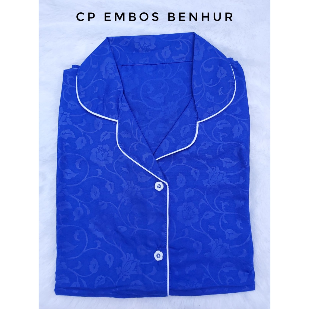 JNV Piyama CP Wanita Motif Satin Embos - Baju Tidur Saten Lengan Pendek - Bahan Satin Embos-Benhur