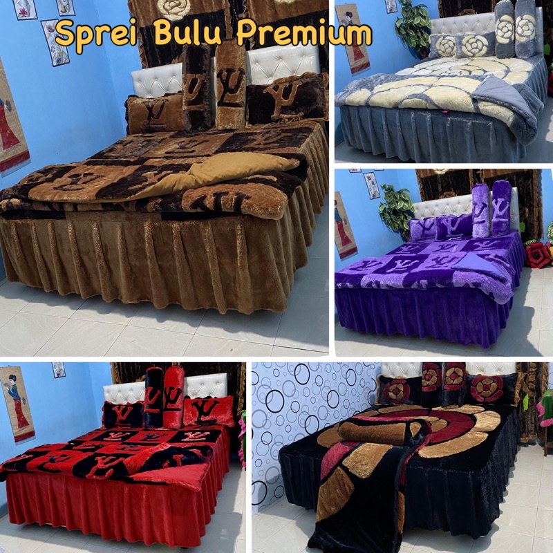 Bedcover Set  Bulu 160x200, 180x200, 200x200 Bahan Bulu Rasfur Lembut dan Halus Kualitas Premium