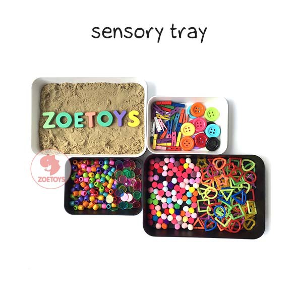 Zoetoys Sensory Tray |Tray Putih Montessori Sensori Kotak Penyimpanan | Wadah Nampan Bermain Size SS M L Ukuran Besar Kecil