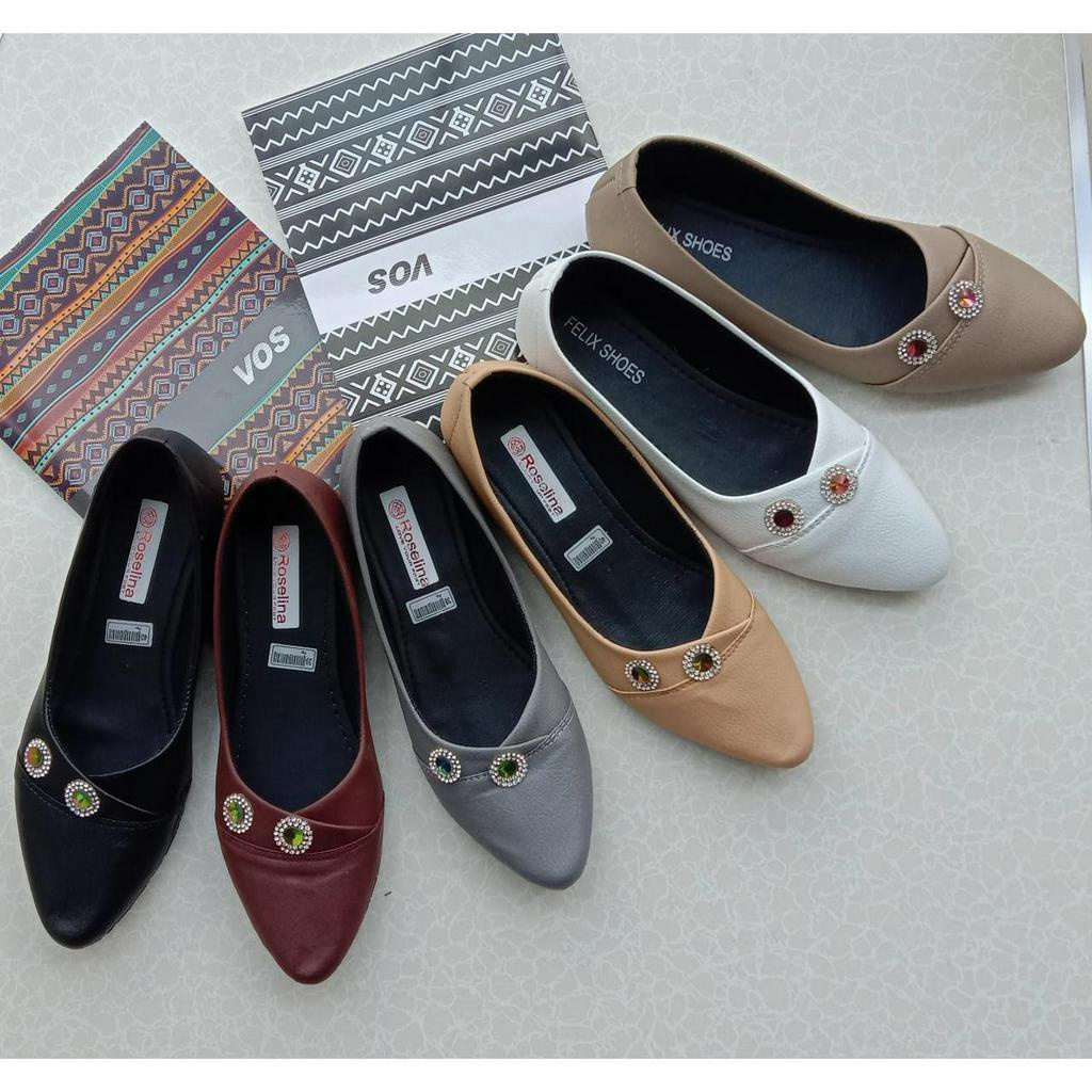 Jorda Flatshoes Sepatu Balet korean style Variasi dua mutiara cantik FF-05 2 MUTE