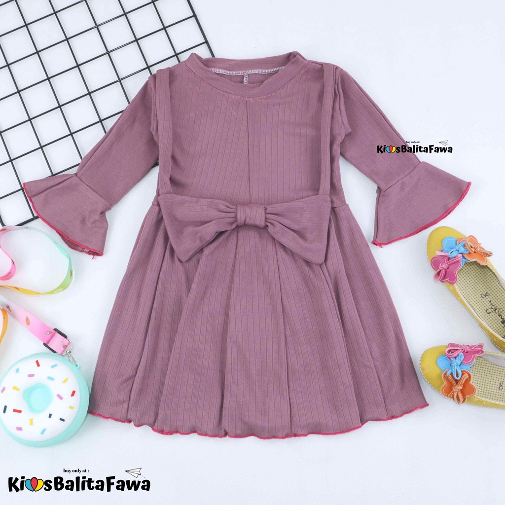 Overall Kirei uk 3-4Tahun / IMPORT Baju Gaun Pesta Dres Lengan Panjang Anak Perempuan Adem Murah