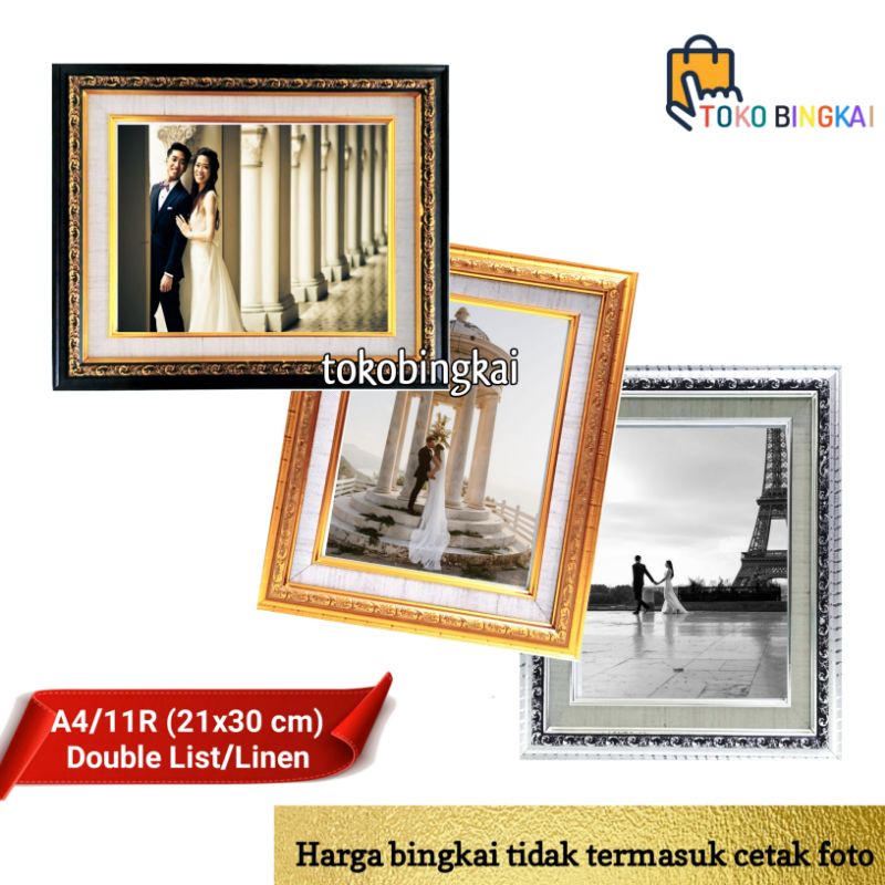 Pigura ukir A4 linen bingkai foto a4 frame foto kaca a4 21x30 cm