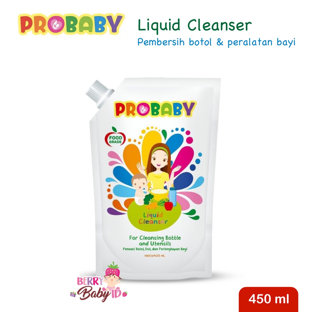 ProBaby Liquid Cleanser Bottle &amp; Utensils Cairan Pencuci Botol 450ml Berry Mart