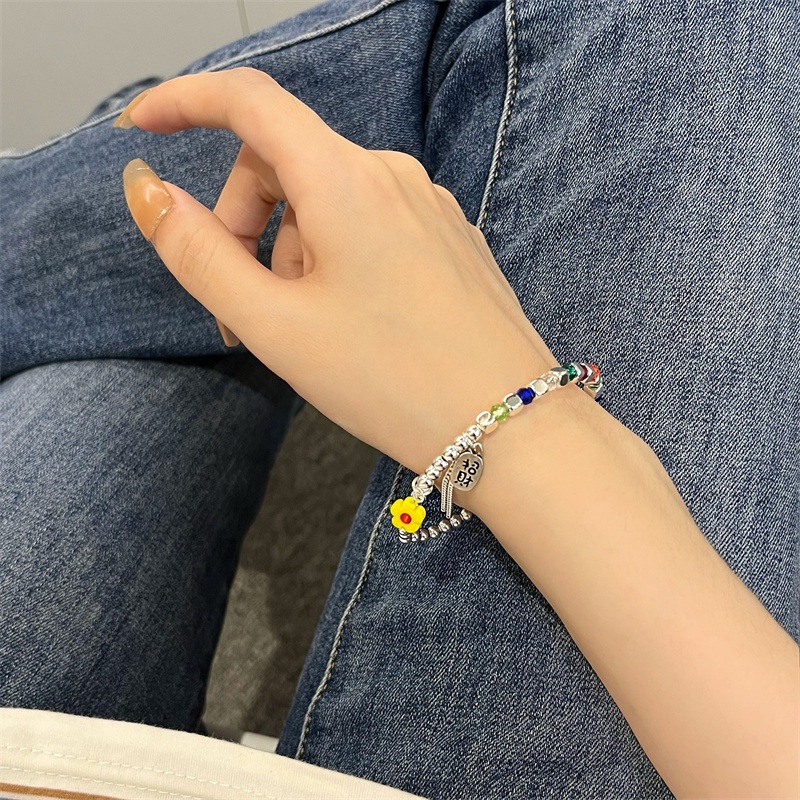 Gelang Tangan Manik-Manik Kristal Persegi Warna-Warni Untuk Wanita