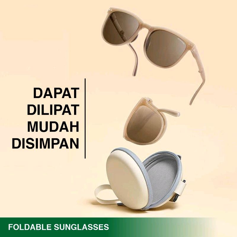 Kacamata Lipat Sunglasses Foldable Anti UV Pria Wanita Ringan Lentur (Free Hardcase)