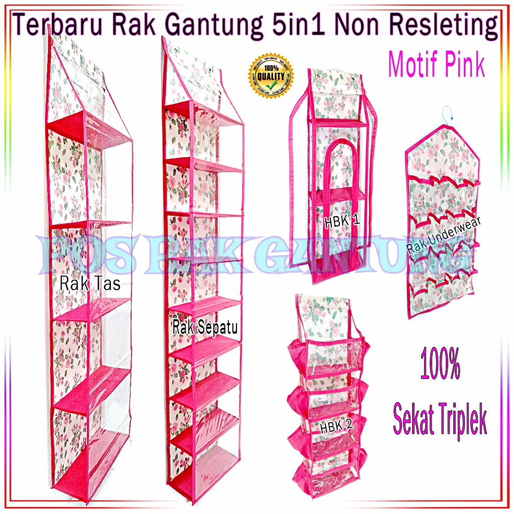 Sale Promo Murah Paket 5in1 Rak Gantung Motif Bunga Nonresleting(raktas,raksepatu,hbk1,hbk2,rakunderwear) MOl6y5CeQbVaa
