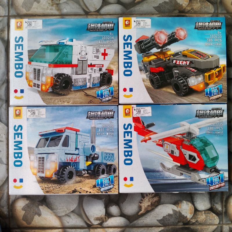 SEMBO ROBOT KENDARAAN "103233" 4in1 (satu) MAINAN BALOK