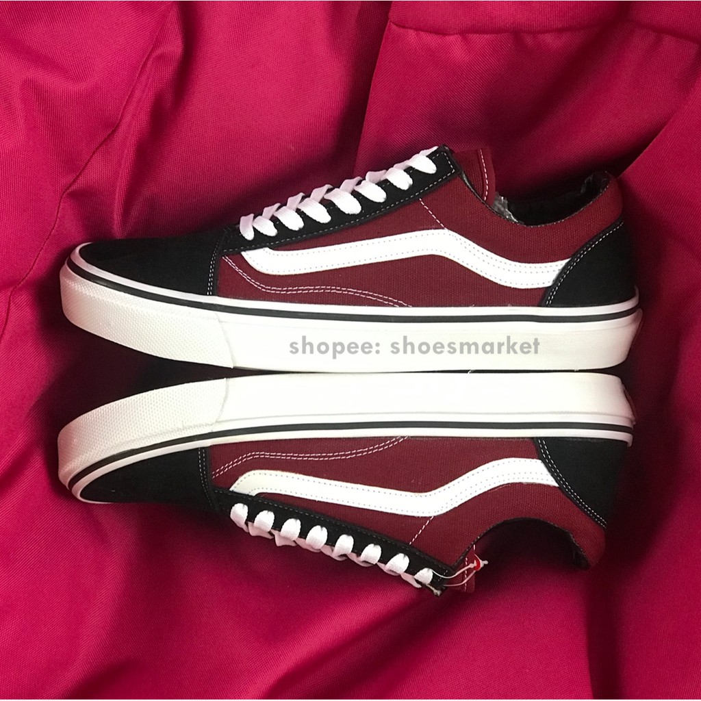 OBRAL SEPATU VANS OLDSKOOL CLASSIC MAROON BLACK