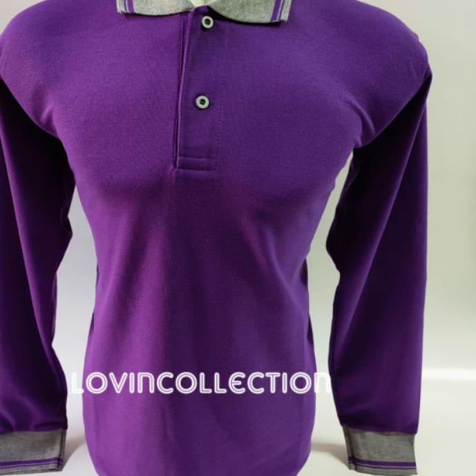 Kaos Kerah Panjang / Kaos Kerah Pria / Kaos Berkerah / Kaos Kerah Wanita / Wangky / Ungu 