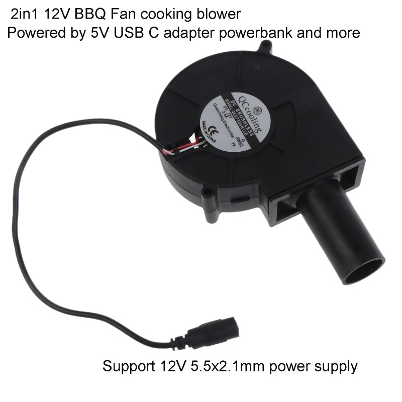 Vivi Univesal Tipe C 5V BBQ Fan Grills Fan 12V Blower Masak Dengan Saklar ON/OFF Kabel 123cm Untuk Kamp Dapur Smokehouse