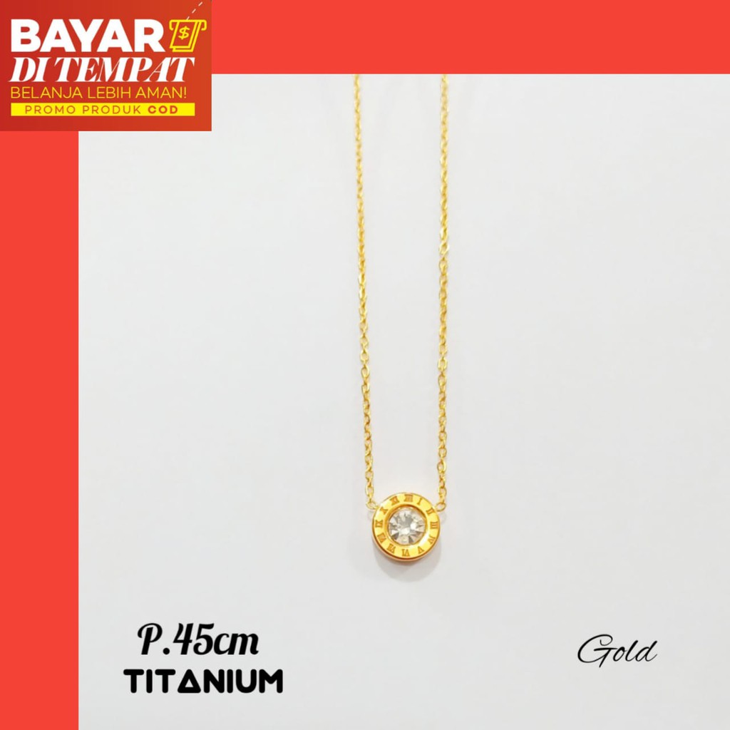 Perhiasan TITANIUM Kalung permata 1 branded Anti karat &amp; Anti Luntur