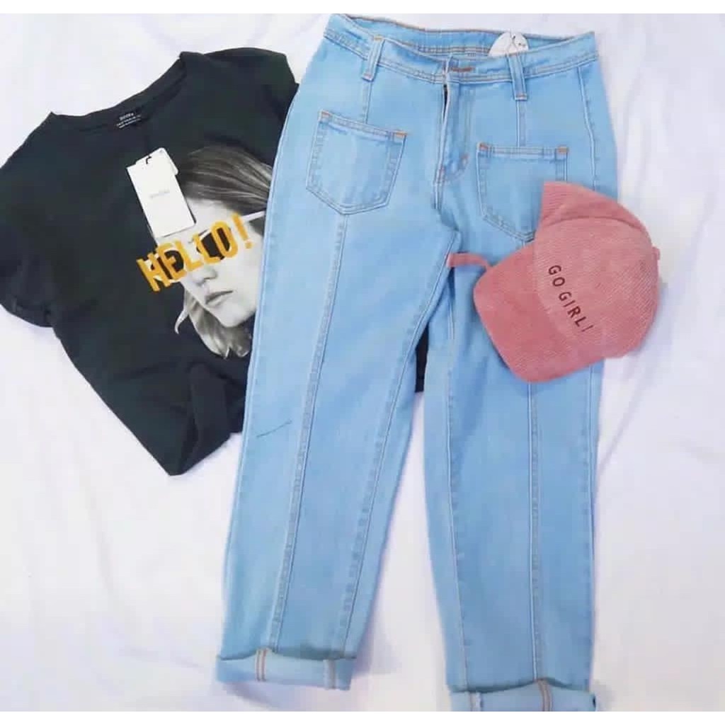  Celana  Boyfriend  Jeans Kekinian  Kantong Depan Shopee 