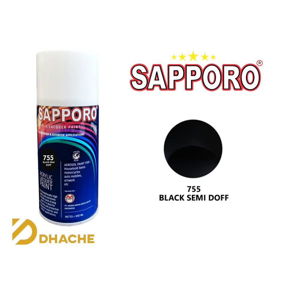 Cat Semprot Sapporo 755 Black Semi Doff Cat Semprot Saporo Paint Hitam Doff