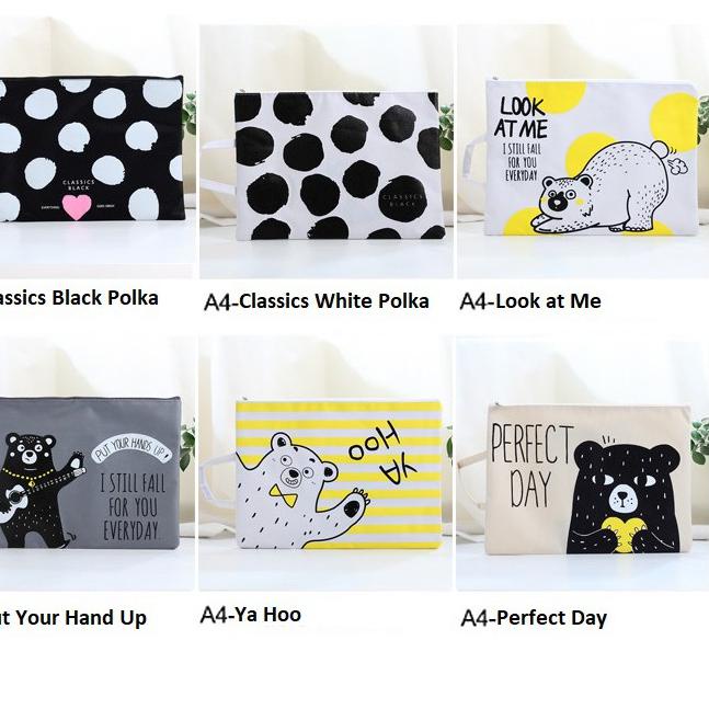 

codei7I2u-- Tas Creative Fun Print Portable A4 File Storage Pouch Bag / Tempat Buku Alat Tulis