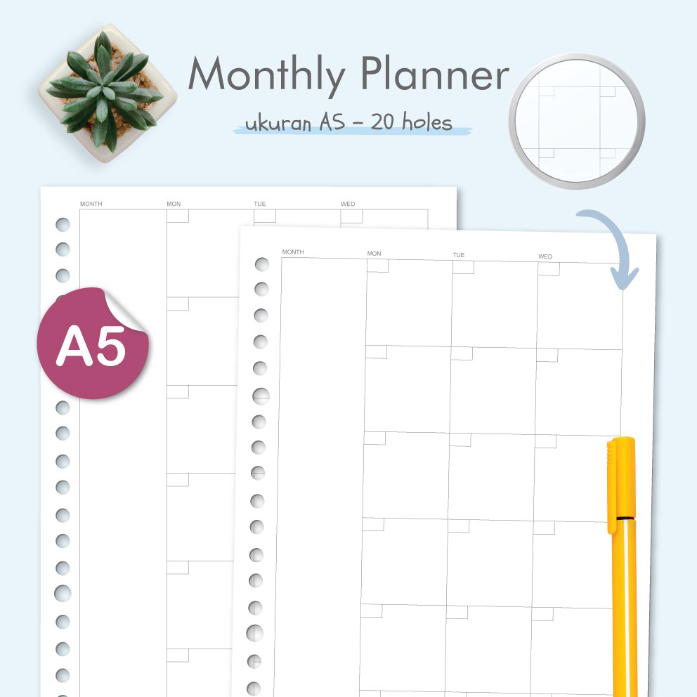

Kertas Binder Monthly Planner Loose Leaf merk Bukuqu