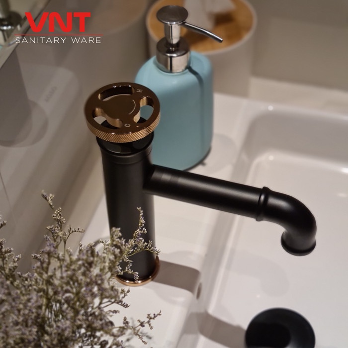 VNT Keran Wastafel Panas Dingin Kran Air Washtafel Industrial Style Hot Cold Basin Faucet