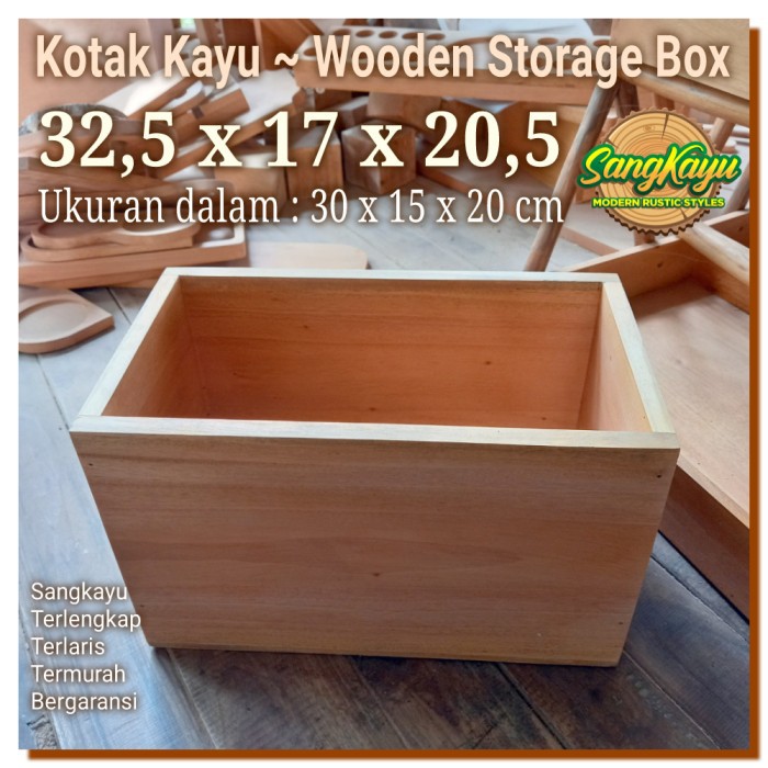 Kotak kayu 32,5x17x20,5 cm kotak penyimpanan kotak kayu serbaguna