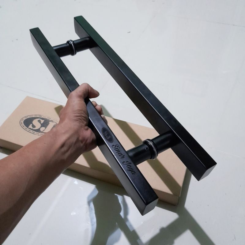 gagang pintu rumah baut tembus / tanam full hitam black panjang 60cm 45cm handle tarikan pegangan pintu minimalis mewah pegangan hendel pintu kuputarung mewah