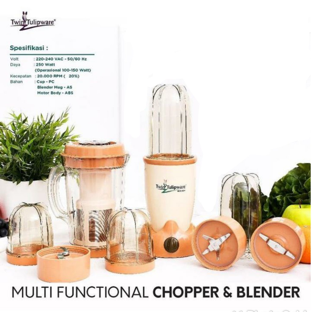 TULIPWARE CHOPPER BLENDER Penghalus Bumbu Penghancur Daging dan Blender Jus Buah Pembuat Santan