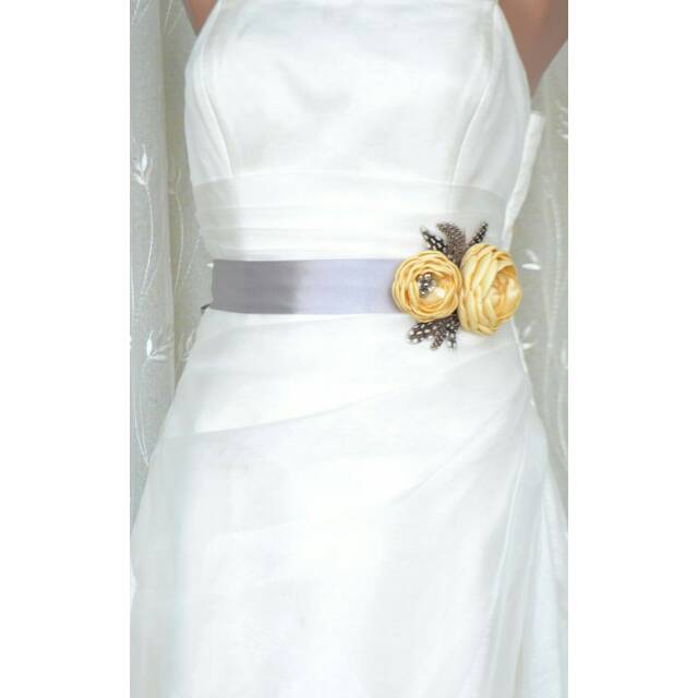 Belt 13 silver kuning Gaun pesta / ikat pinggang hiasan gown wedding / kebaya by Orasya
