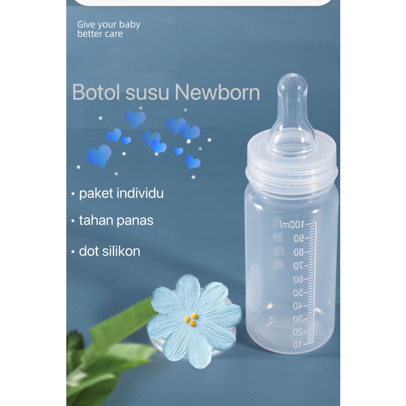 Botol Susu Bayi 100ML slim tahan panas dengan dot bahan silicon